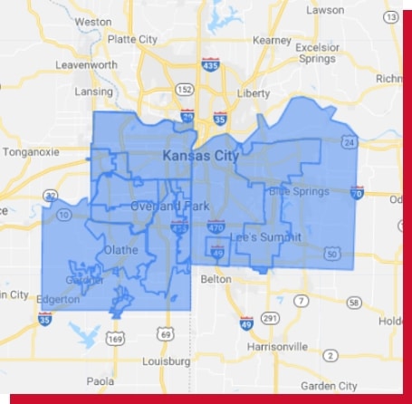 Map of Kansas City counties served by DMC Service